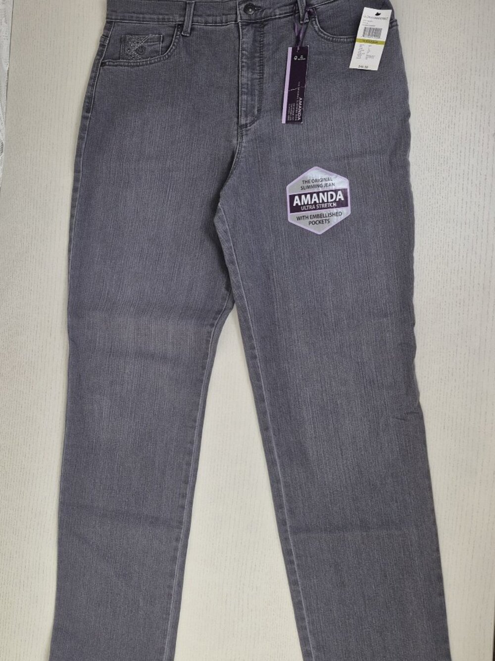 Gloria Vanderbilt Amanda Jeans Size 14 Average Grey - New With Tags